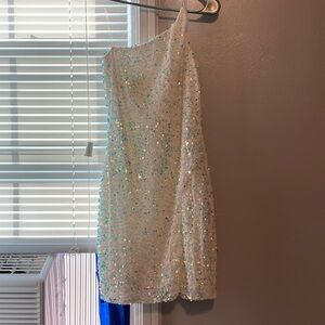 Crystal Lake homecoming/prom dress size S, white with multicolored sequince